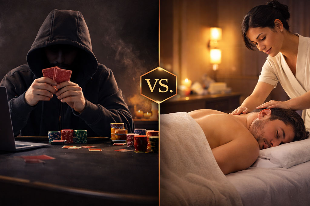 Side-by-side concept of gray area operator versus professional service guarantee