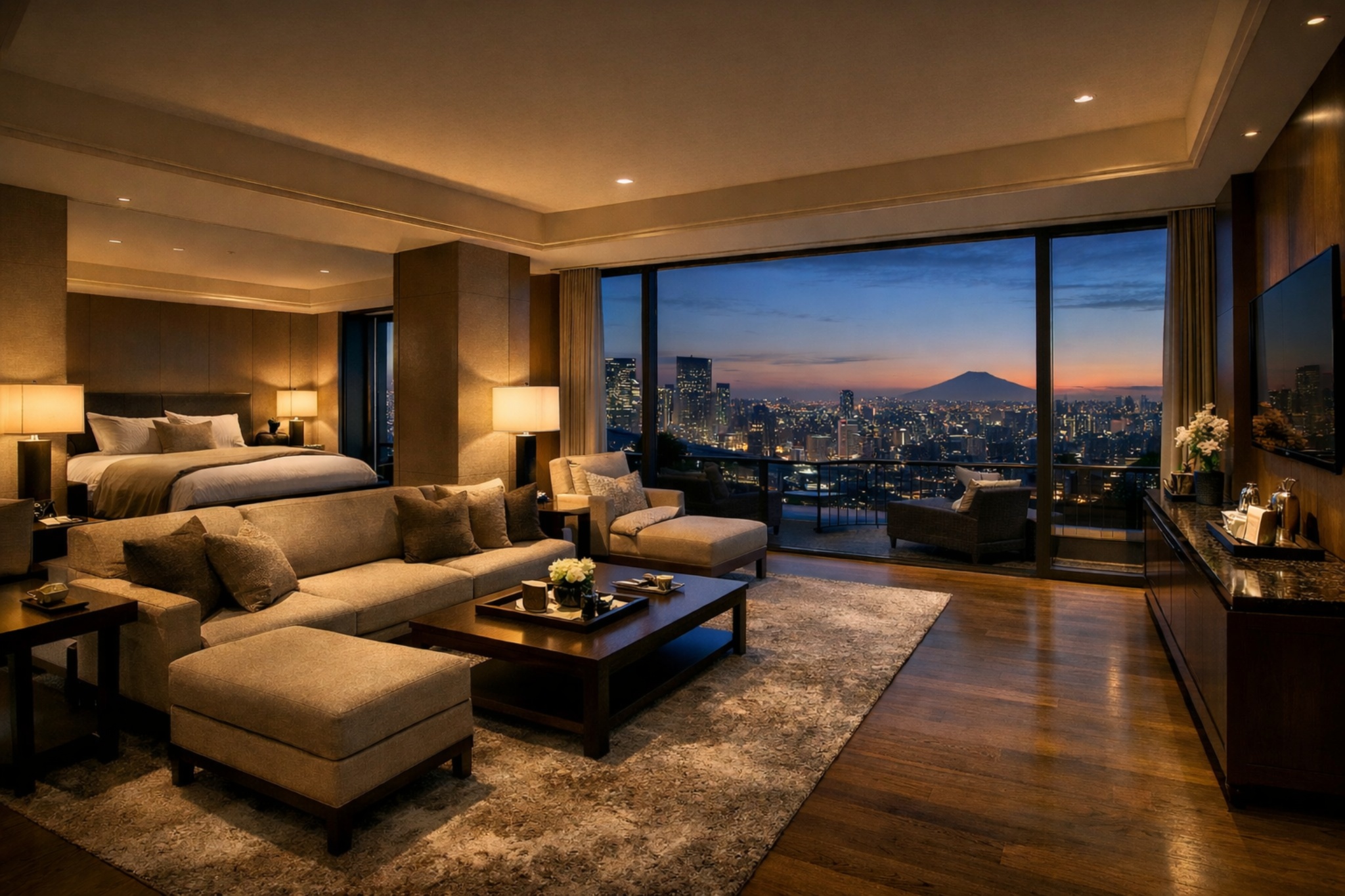 Luxury hotel suite suggesting a private sanctuary for a curated in-room experience