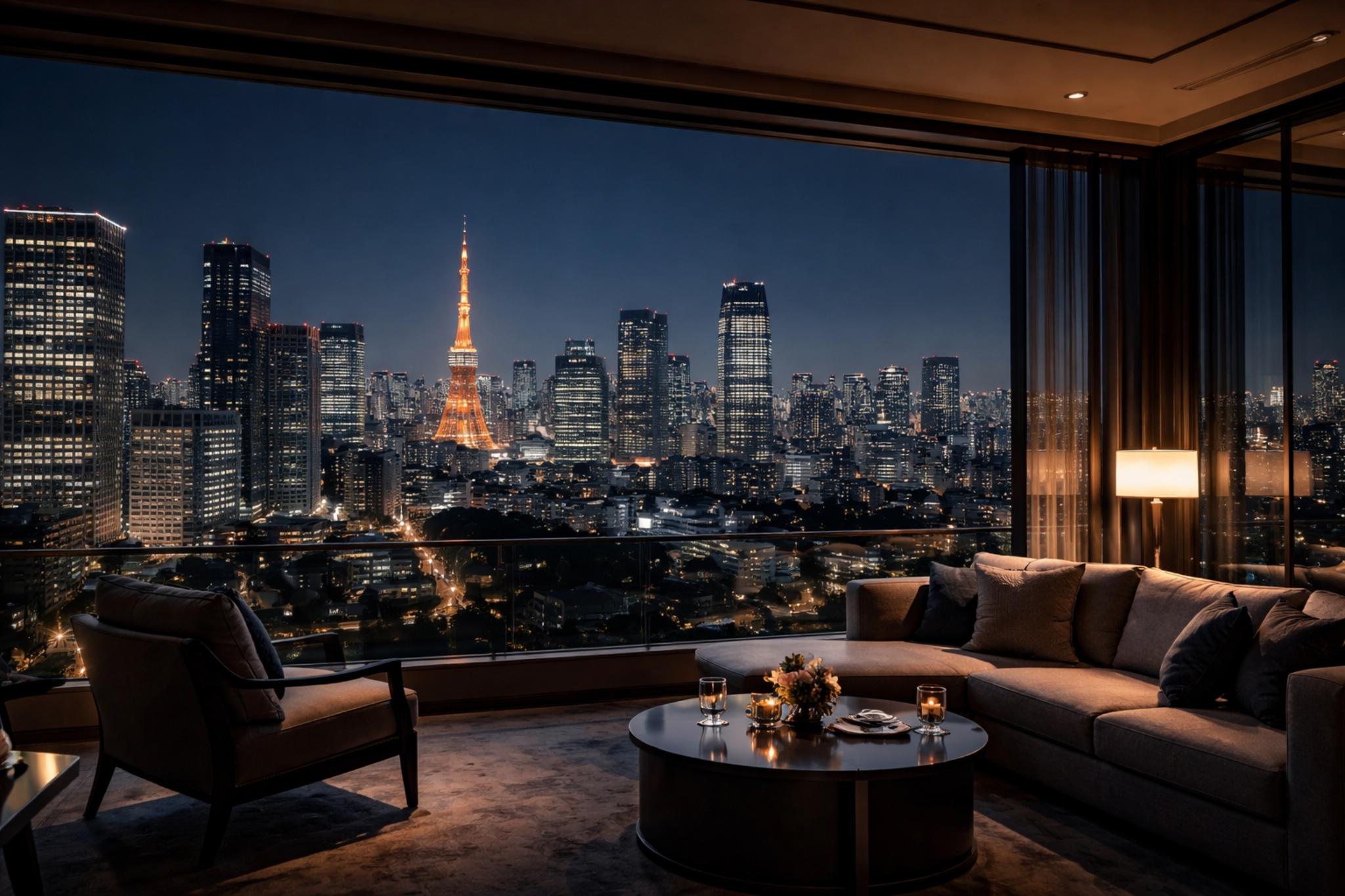 Tokyo night skyline symbolizing a fully discreet, top-class private evening experience