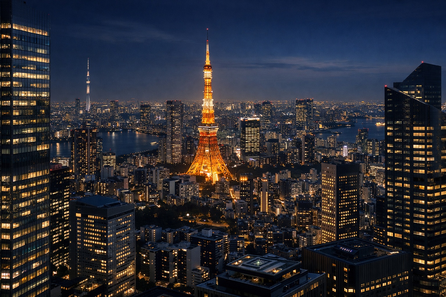 Tokyo night skyline representing a safe, hygienic, and easy first outcall experience