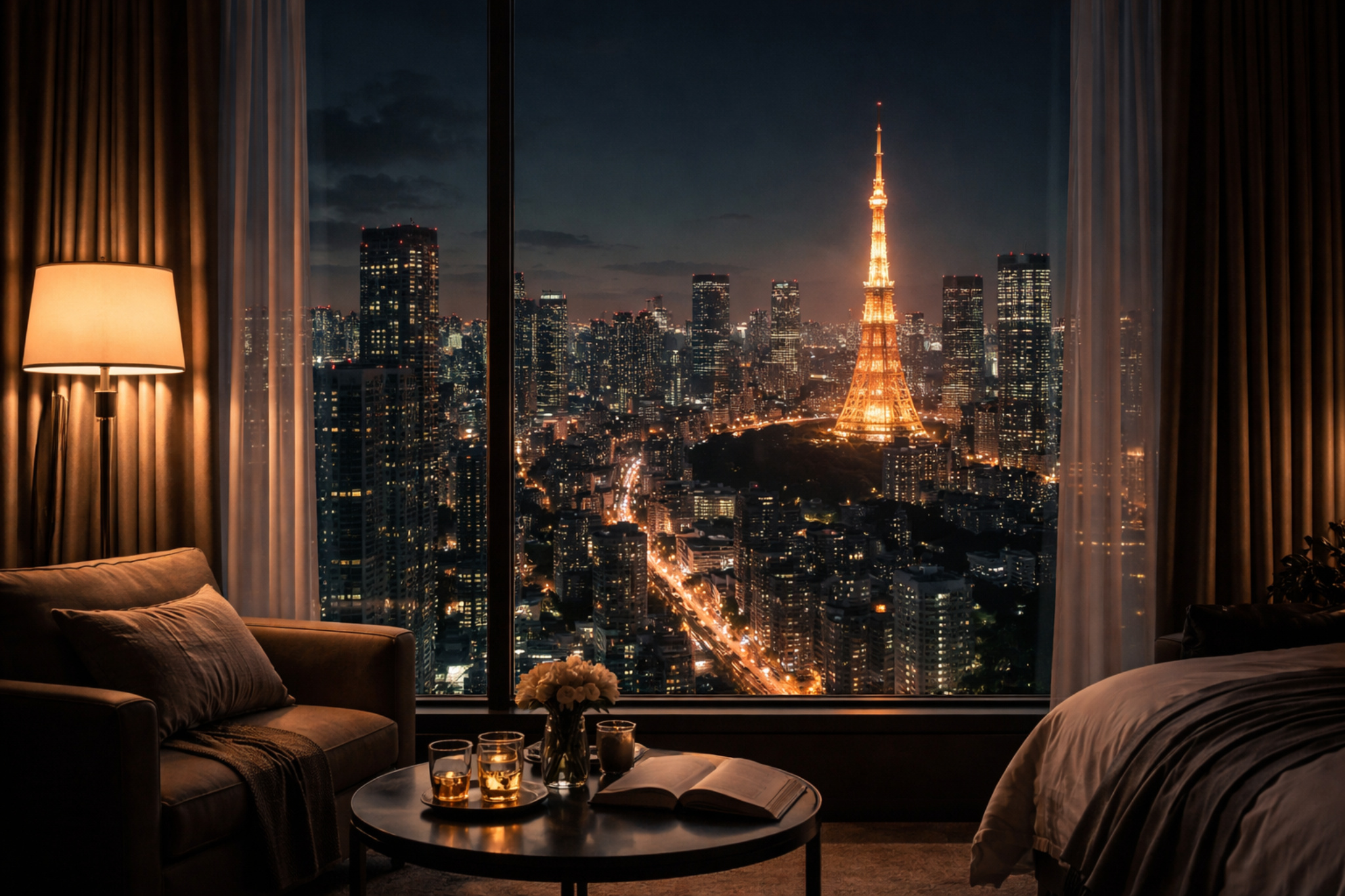 Relaxed evening view of Tokyo symbolizing a successful first outcall experience