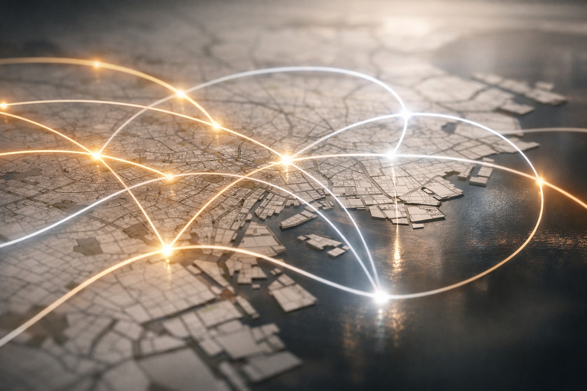 A refined Tokyo city map and travel lines, symbolizing coverage and timing logistics