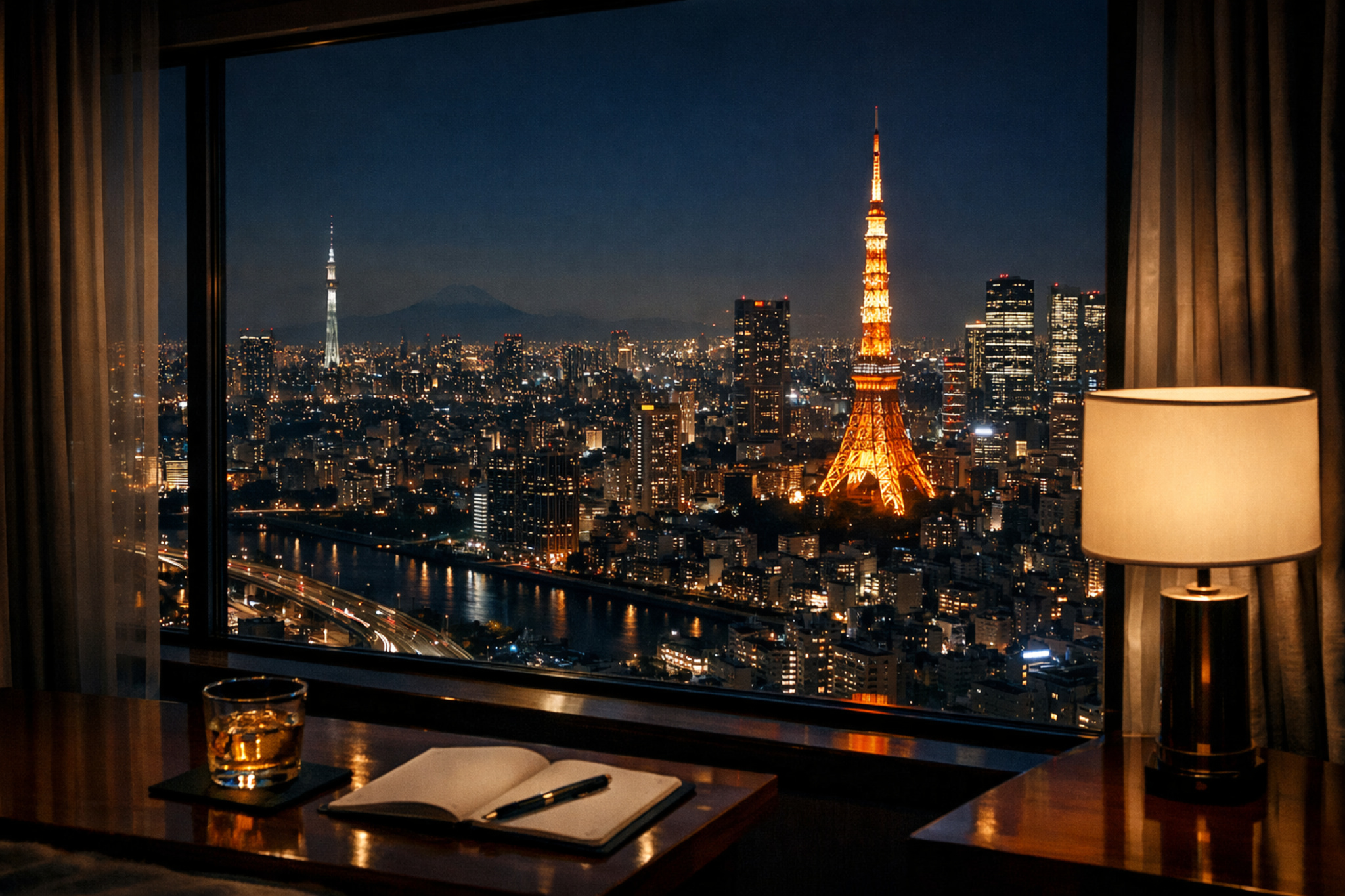 Tokyo night view symbolizing a discreet, world-class evening