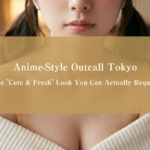 Close-up of a Japanese woman's lower face and shoulders with natural makeup and soft styling, representing an anime-style companion look in Tokyo