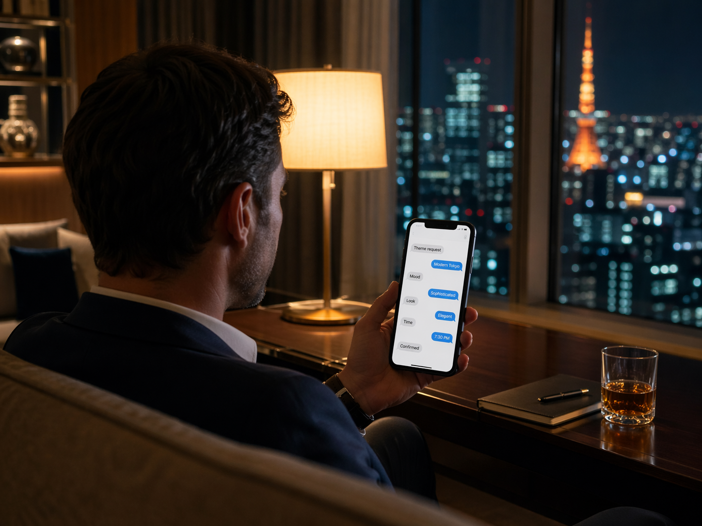 MIRAI TOKYO concierge matching companion profiles to theme requests for foreign guests in Roppongi luxury hotel setting