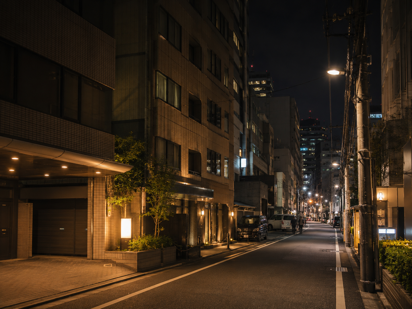 Gotanda Tokyo evening street near love-hotel cluster—quieter Yamanote-corridor editorial atmosphere