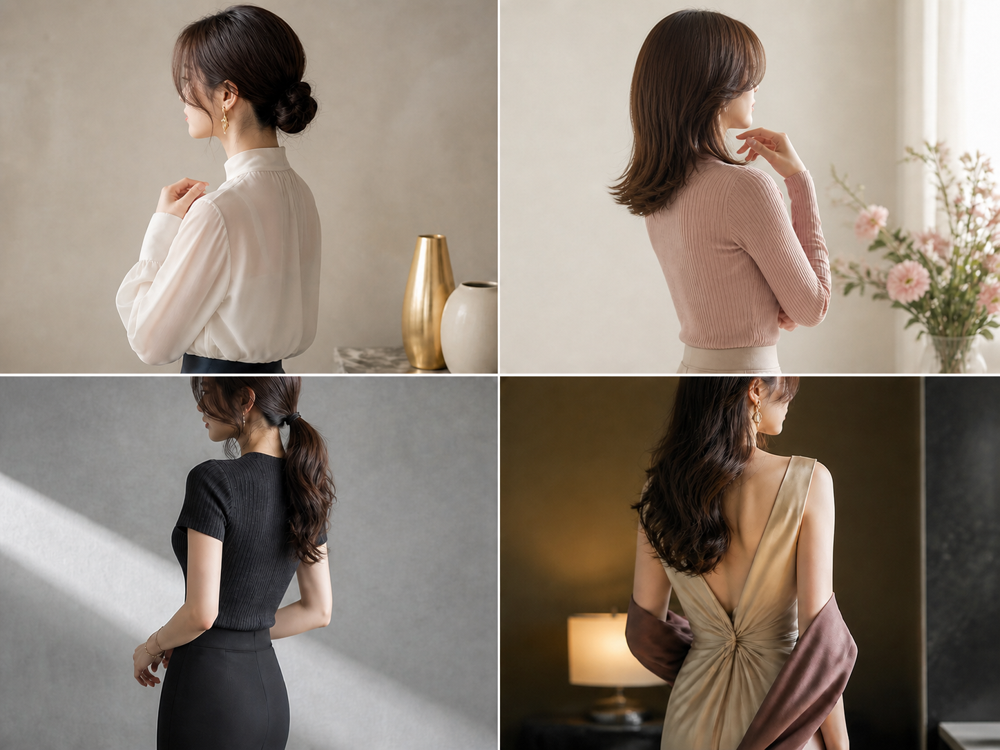 Four refined adult portrait silhouettes representing different visual tastes in companion profiles