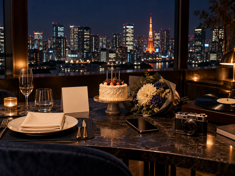 A Tokyo celebration table organizing confirmed reservations, special requests, and flexible details